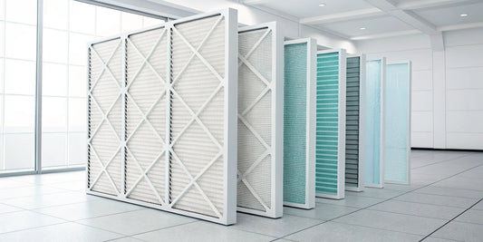 A variety of air conditioner filters ready for replacement.