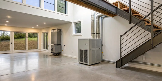 Central heating and air conditioning units installed in a modern home interior.