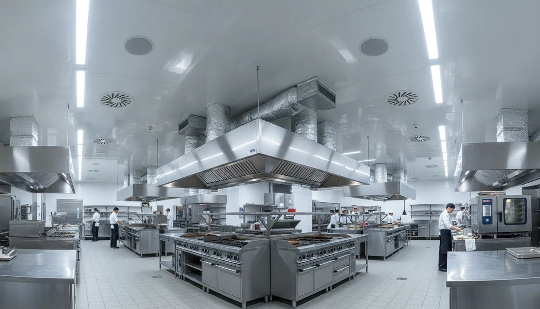 Commercial kitchen with make-up air ventilation system installation