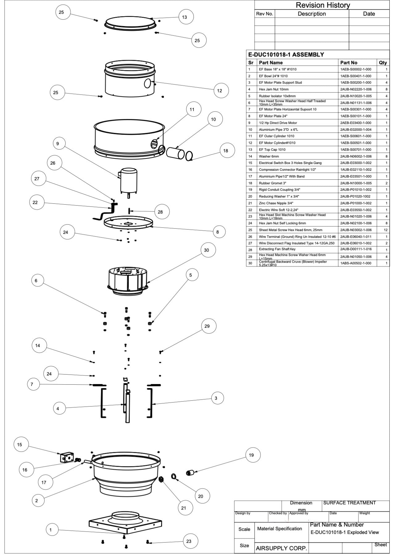 Ventilador de extracción E-DUC-1010 (1/2 hp)
